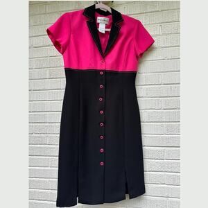 Danny & Nicole Vintage 90's Hot Pink Black Blazer Dress